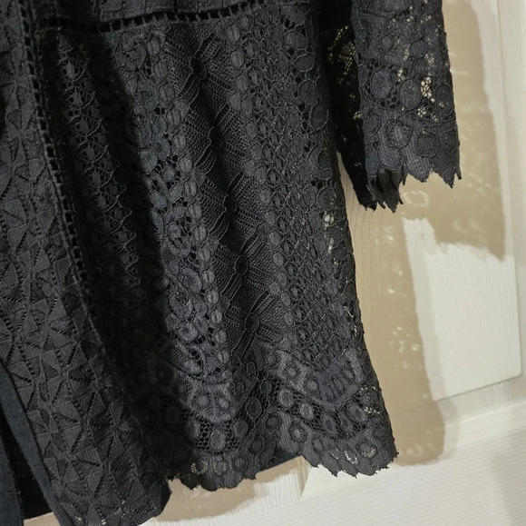 Rebecca Minkoff Lace Front Button Top, Sheer 3/4 Sleeves, Soft Knit Back, EUC! - Picture 7 of 12